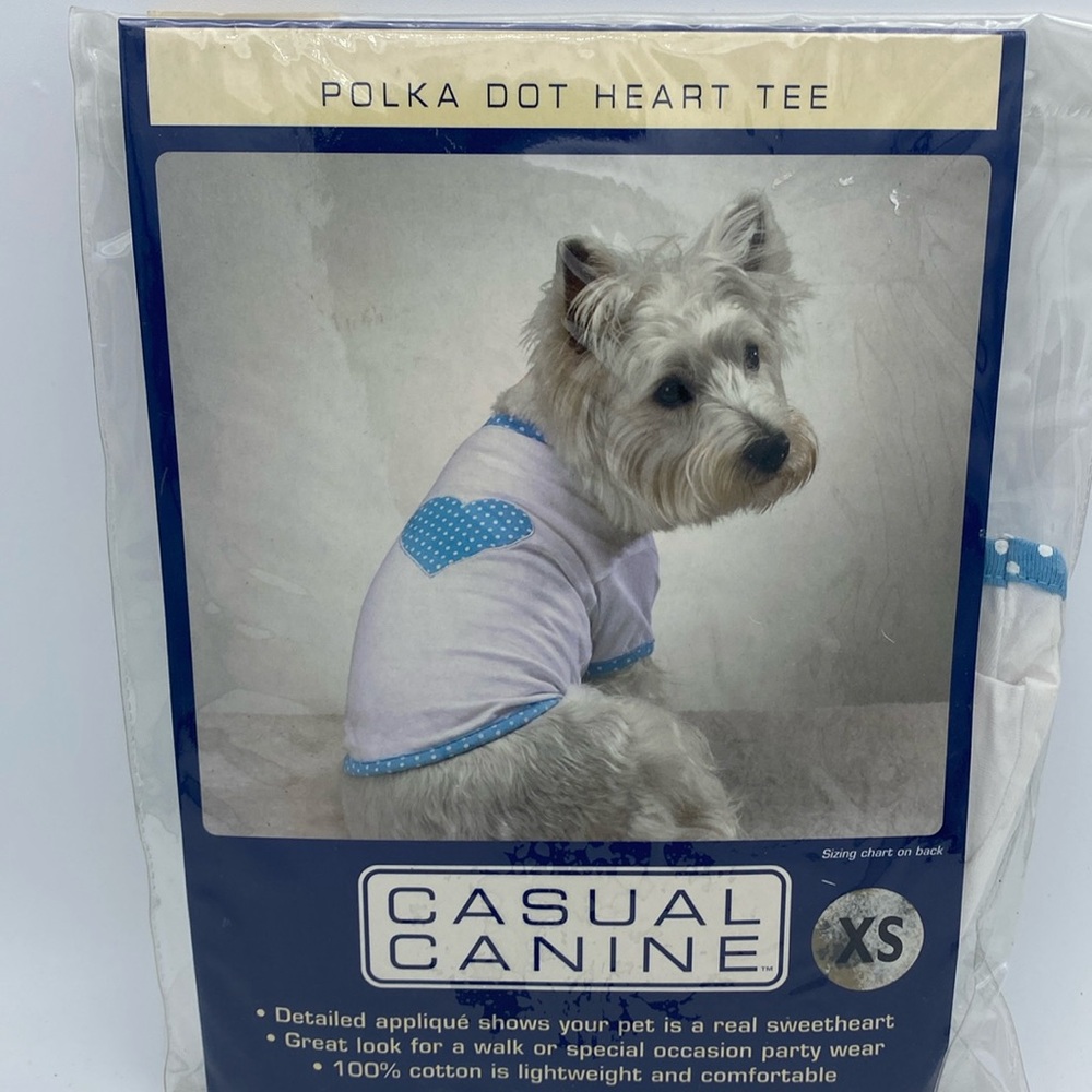 Casual Canine dog pet polka dot heart tee shirt sz XS New